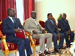 Des représentants de l’Eglise Kimbanguiste le 1/06/2015 lors des consultations par le Président Joseph Kabila dans son bureau officiel au palais de la nation à Kinshasa en préparation du dialogue entre les forces vives de la RDC. Radio Okapi/Ph. John Bompengo
